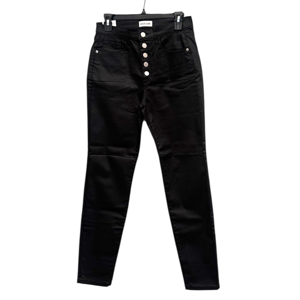 Sneak Peek Shiny Black High-Rise Button Jeans size 26 & 27 new with tags